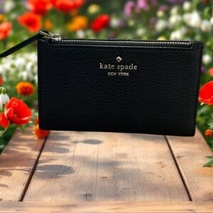Kate Spade New York Snap Close Wallet With Zip Coin Pouch. Black